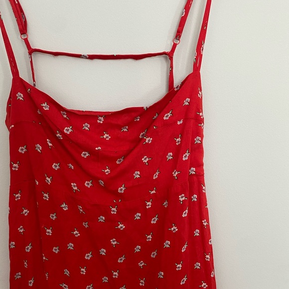 Free people red floral open back mini dress - Picture 2 of 6
